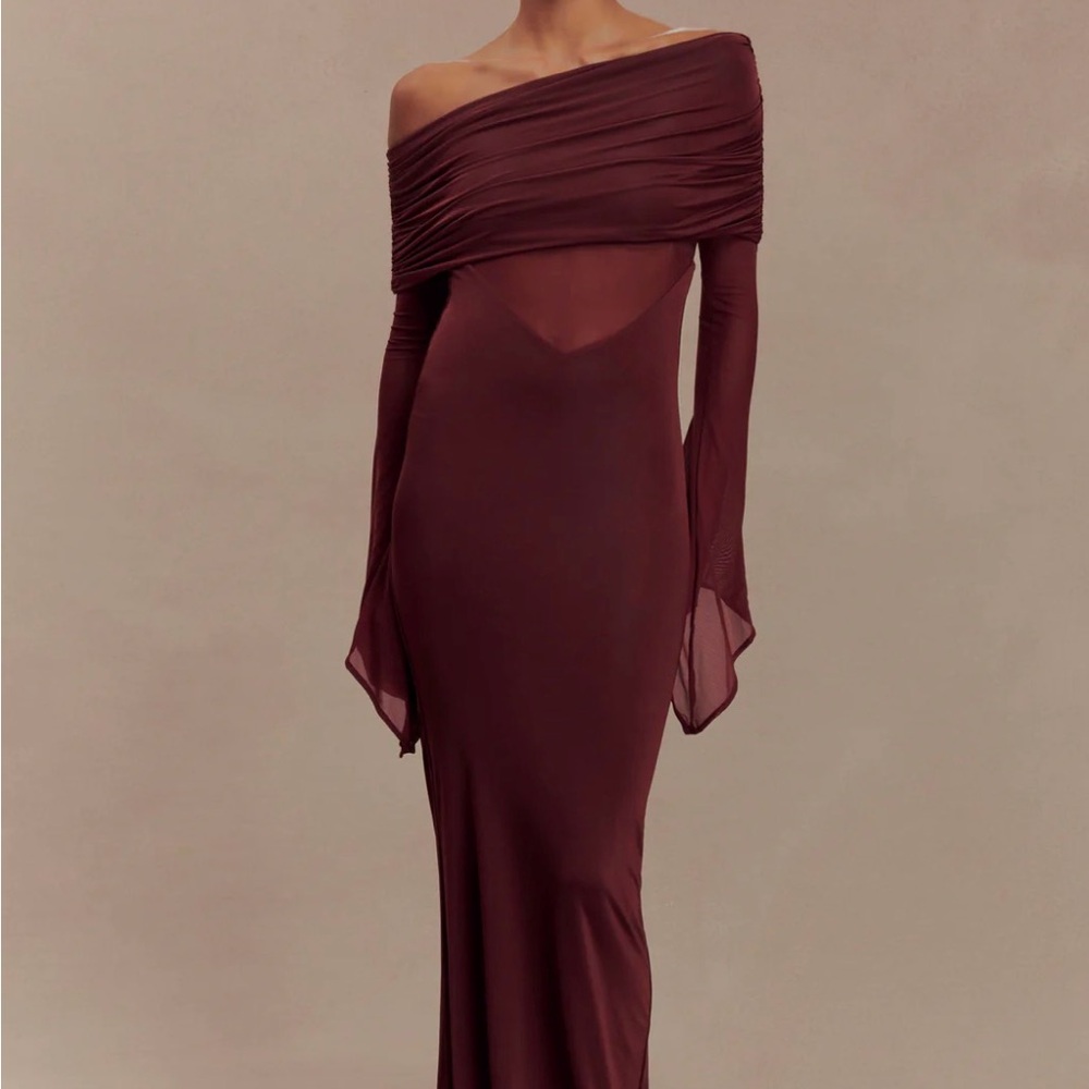Meshki One Shoulder Burgundy Dress